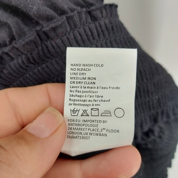 Anthropologie black blouse with sheer sleeves in a butterfly dragonfly print - Picture 7 of 8